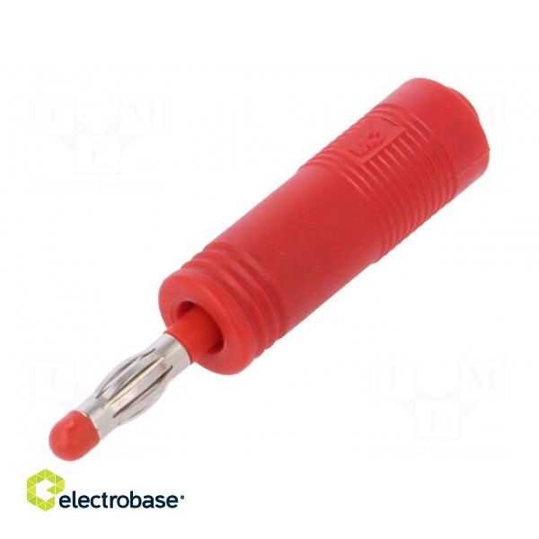 Adapter | 4mm banana | 25A | 30VAC | 60VDC | red | insulated image 1