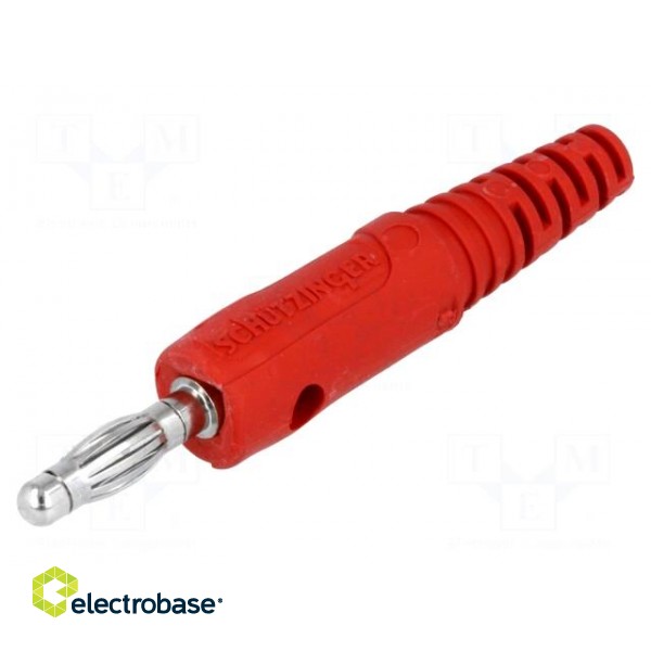 Plug | 4mm banana | 10A | 33VAC | 70VDC | red | Max.wire diam: 2mm | 0.5mm2 image 1