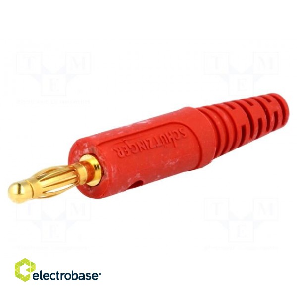 Plug | 4mm banana | 10A | 33VAC | 70VDC | red | Max.wire diam: 2mm | 0.5mm2 image 1