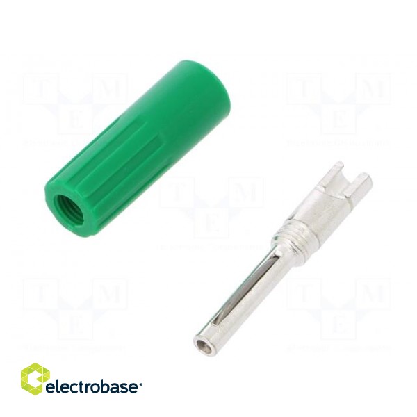 Plug | 4mm banana | 10A | 50VDC | green | non-insulated | for cable image 1