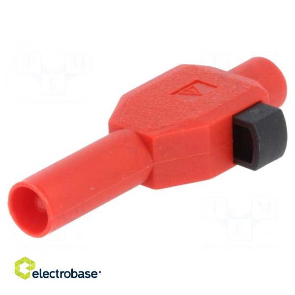 Plug | 4mm banana | 10A | 600V | red | insulated | Plating: nickel plated image 1