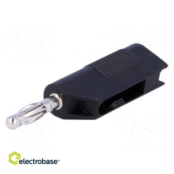 Plug | 4mm banana | 10A | 60VDC | black | Max.wire diam: 4mm | on cable image 1