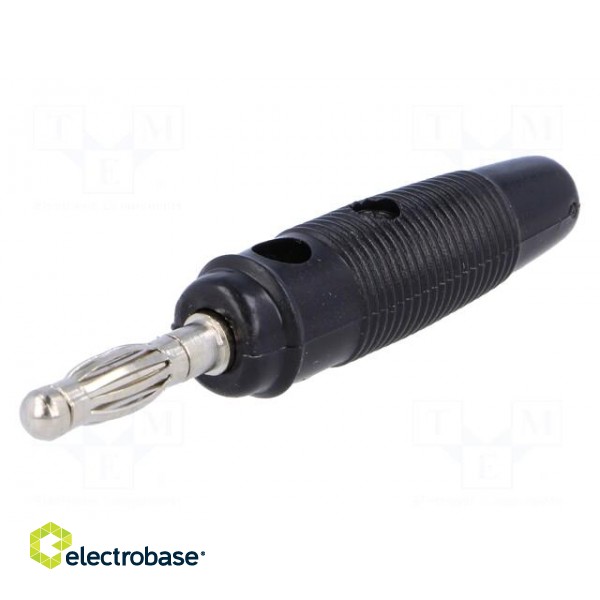 Plug | 4mm banana | 10A | 60VDC | black | Max.wire diam: 4mm | on cable image 1