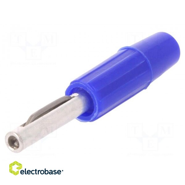 Plug | 4mm banana | 10A | 60VDC | blue | non-insulated | for cable | 10mΩ image 1