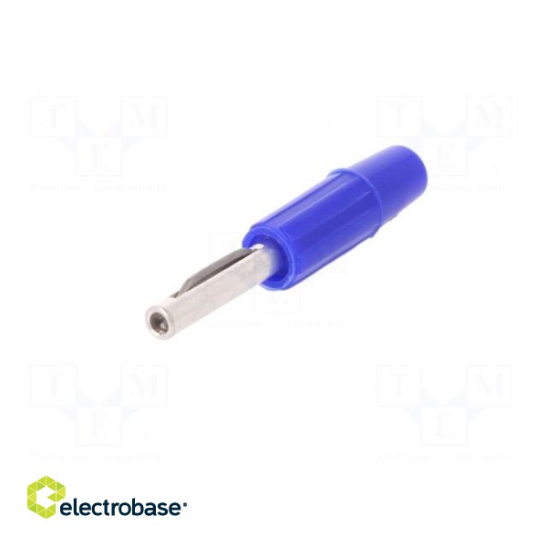 Plug | 4mm banana | 10A | 60VDC | blue | non-insulated | for cable | 10mΩ image 2