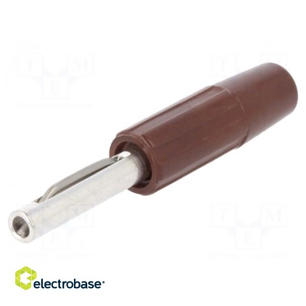 Plug | 4mm banana | 10A | 60VDC | brown | non-insulated | for cable | 10mΩ paveikslėlis 1