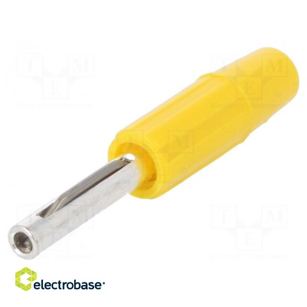 Plug | 4mm banana | 10A | 60VDC | yellow | non-insulated | for cable image 1