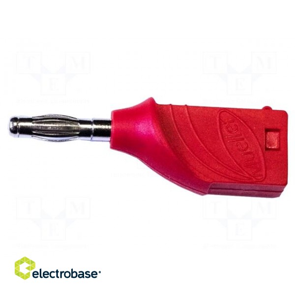Plug | 4mm banana | 15A | 1kVDC | red | non-insulated | nickel plated