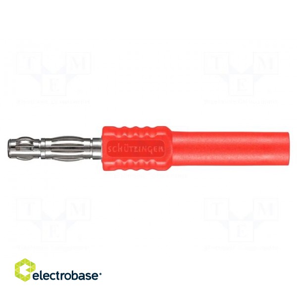 Plug | 4mm banana | 16A | 30VAC | 60VDC | red | non-insulated | 66.9mm