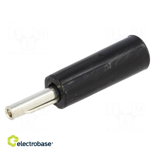 Plug | 4mm banana | 16A | 50VDC | black | non-insulated | for cable paveikslėlis 1