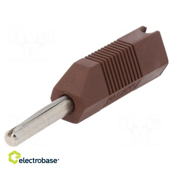 Plug | 4mm banana | 16A | 50VDC | brown | for cable | 2.5mm2 image 1