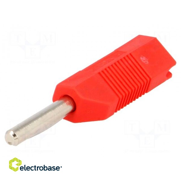 Plug | 4mm banana | 16A | 50VDC | red | for cable | 2.5mm2 | nickel plated фото 1