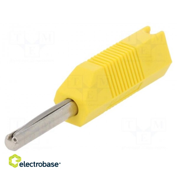 Plug | 4mm banana | 16A | 50VDC | yellow | for cable | 2.5mm2 image 1