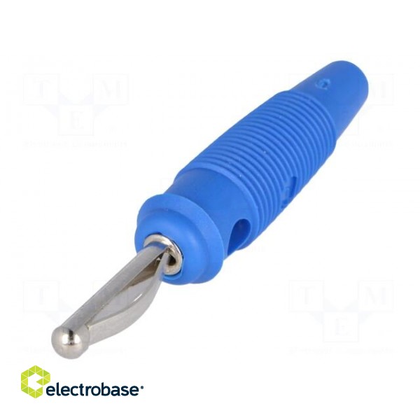 Plug | 4mm banana | 16A | 60VDC | blue | 3mΩ | 1.5mm2 | Contacts: brass image 1