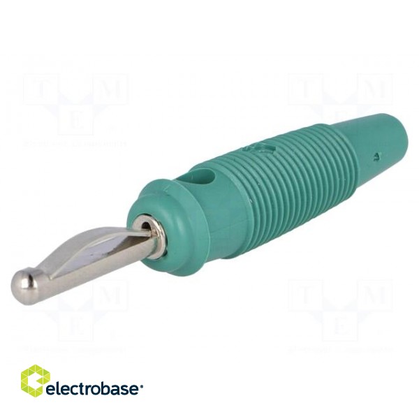 Plug | 4mm banana | 16A | 60VDC | green | 3mΩ | 1.5mm2 | Contacts: brass paveikslėlis 1