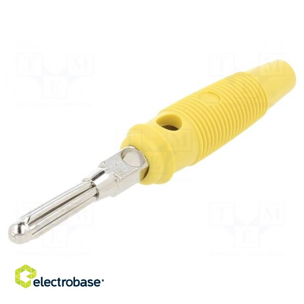 Plug | 4mm banana | 16A | 60VDC | yellow | non-insulated | 3mΩ | 1.5mm2 фото 1