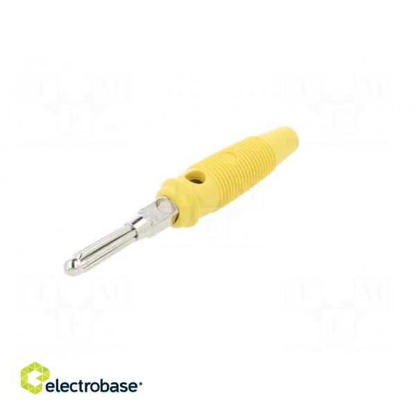 Plug | 4mm banana | 16A | 60VDC | yellow | non-insulated | 3mΩ | 1.5mm2 фото 2