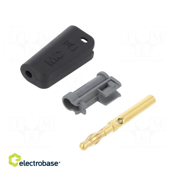 Plug | 4mm banana | 19A | 30VAC | 60VDC | black | gold-plated | 1mm2 image 1