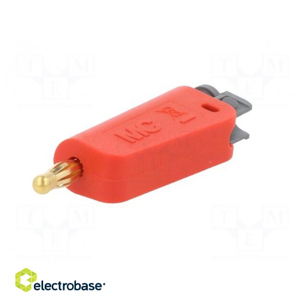 Plug | 4mm banana | 19A | 30VAC | 60VDC | red | gold-plated | 1mm2 paveikslėlis 2
