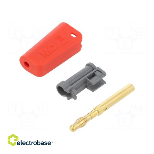 Plug | 4mm banana | 19A | 30VAC | 60VDC | red | gold-plated | 1mm2 фото 1