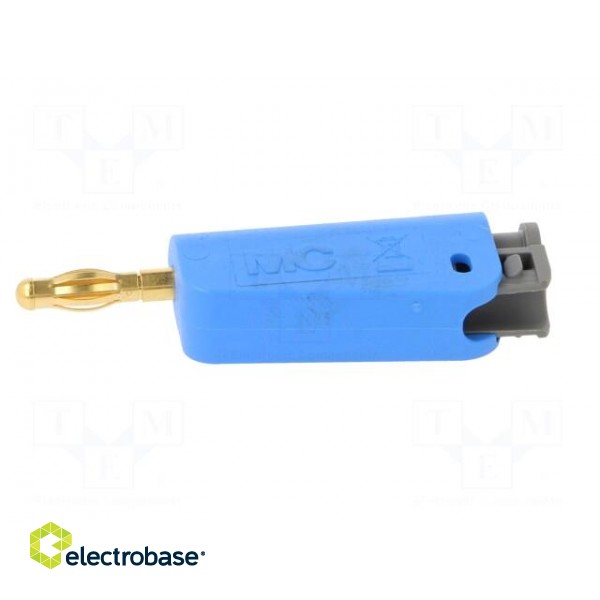Plug | 4mm banana | 19A | blue | non-insulated,with 4mm axial socket image 3