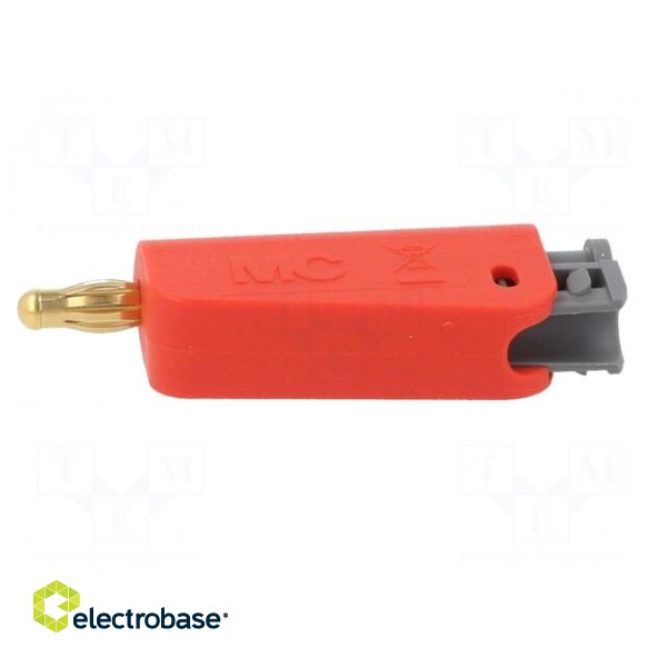 Plug | 4mm banana | 19A | red | non-insulated,with 4mm axial socket paveikslėlis 3