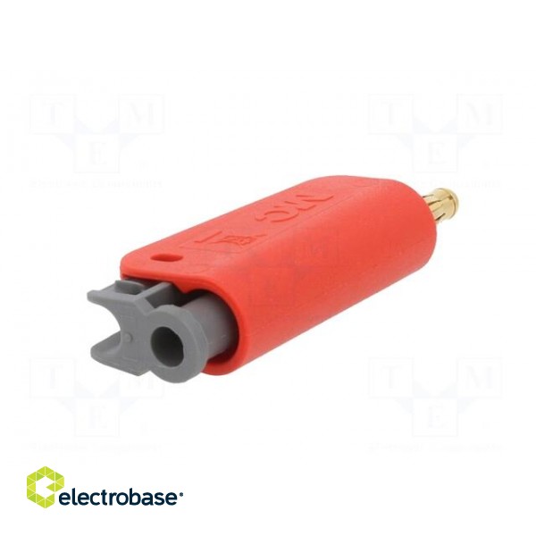 Plug | 4mm banana | 19A | red | non-insulated,with 4mm axial socket фото 6