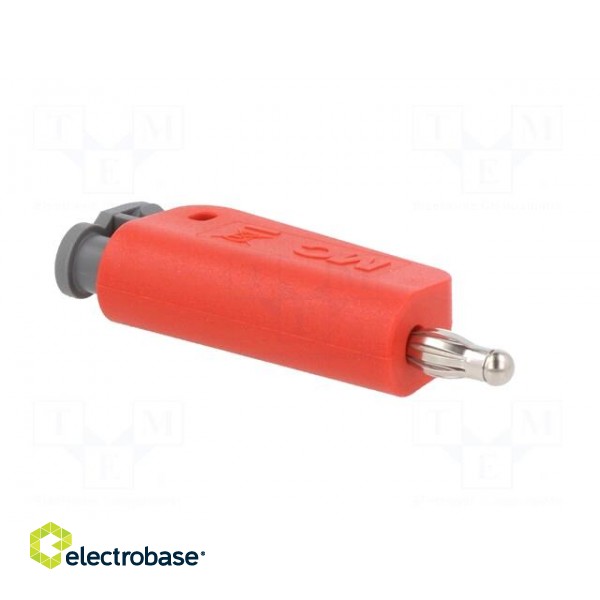 Plug | 4mm banana | 19A | red | non-insulated,with 4mm axial socket фото 8