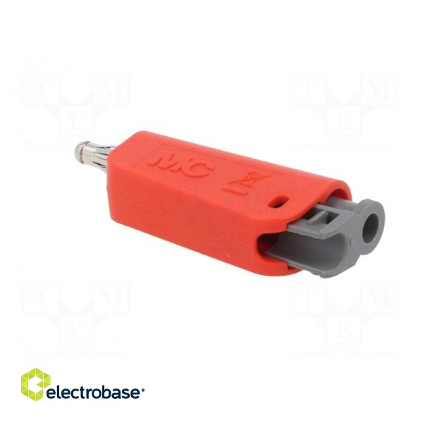Plug | 4mm banana | 19A | red | non-insulated,with 4mm axial socket image 4