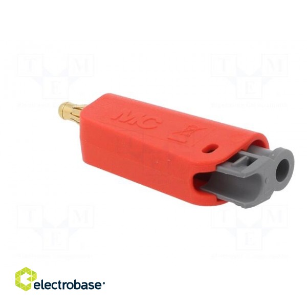 Plug | 4mm banana | 19A | red | non-insulated,with 4mm axial socket фото 4