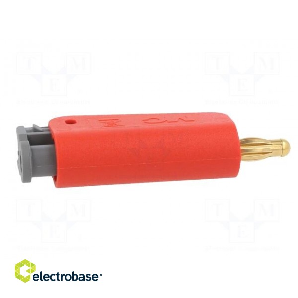 Plug | 4mm banana | 19A | red | non-insulated,with 4mm axial socket paveikslėlis 7