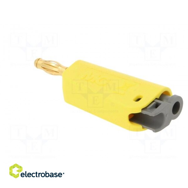 Plug | 4mm banana | 19A | yellow | gold-plated | on cable фото 4