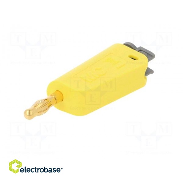Plug | 4mm banana | 19A | yellow | gold-plated | on cable image 2