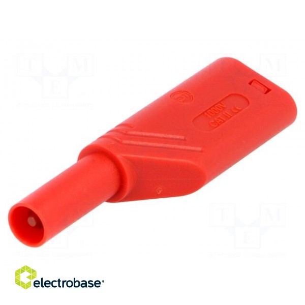 Plug | 4mm banana | 24A | 1kVDC | red | 0.5÷2.5mm2 | Mounting: on cable фото 1
