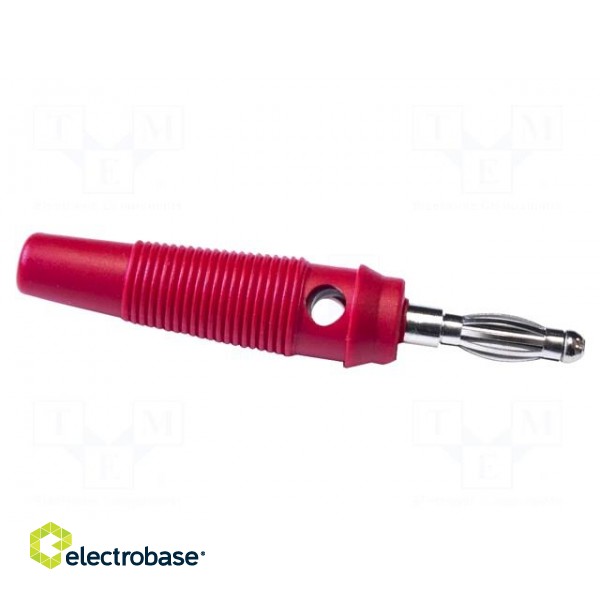 Plug | 4mm banana | 24A | 30VAC | 60VDC | red | 60mm | Mounting: screw