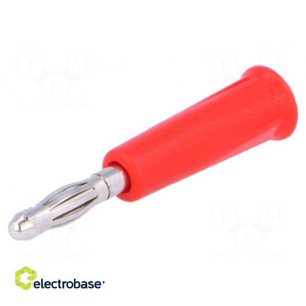 Plug | 4mm banana | 24A | 60VDC | red | non-insulated | Overall len: 46mm image 1