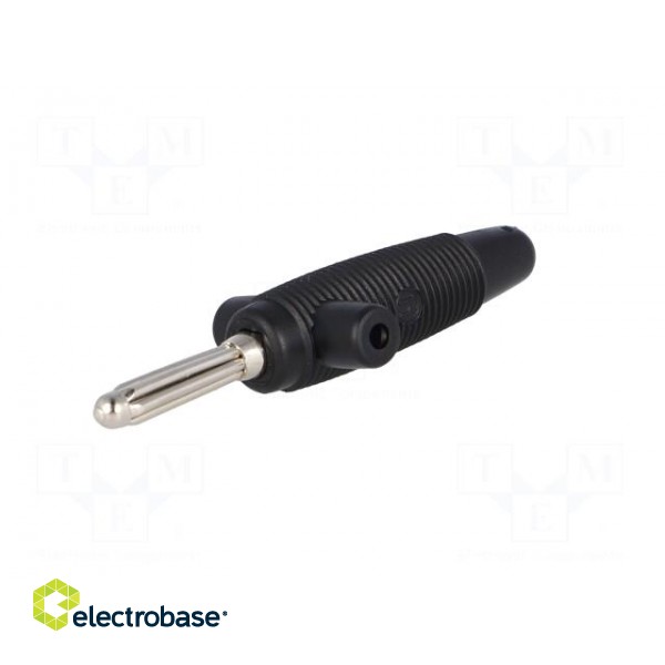 Plug | 4mm banana | 30A | 60VDC | black | 3mΩ | 2.5mm2 | Mounting: on cable image 2