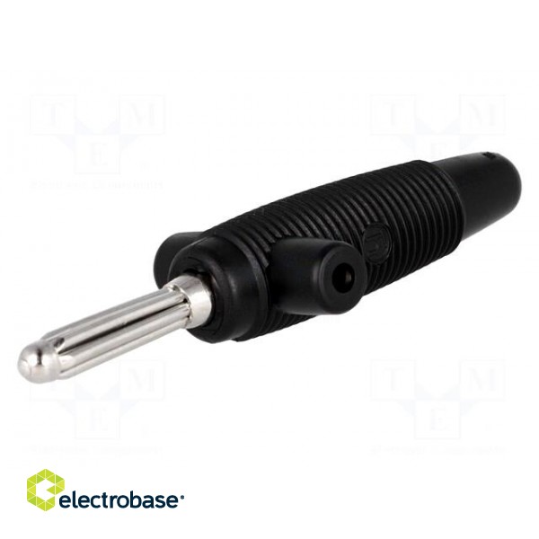 Plug | 4mm banana | 30A | 60VDC | black | 3mΩ | 2.5mm2 | Mounting: on cable image 1