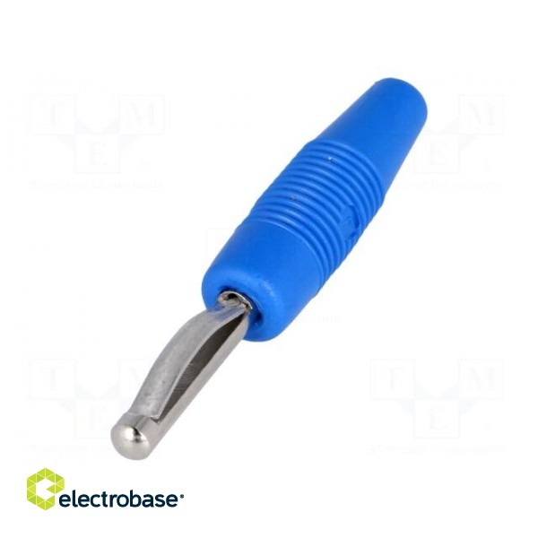 Plug | 4mm banana | 30A | 60VDC | blue | non-insulated | 3mΩ | 2.5mm2 | 51mm фото 1