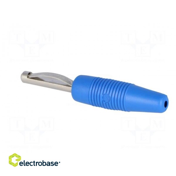 Plug | 4mm banana | 30A | 60VDC | blue | non-insulated | 3mΩ | 2.5mm2 | 51mm фото 4