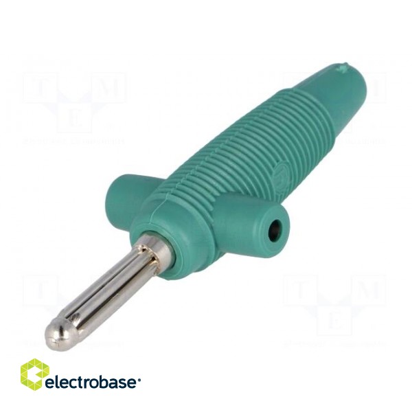 Plug | 4mm banana | 30A | 60VDC | green | 3mΩ | 2.5mm2 | Mounting: on cable фото 1