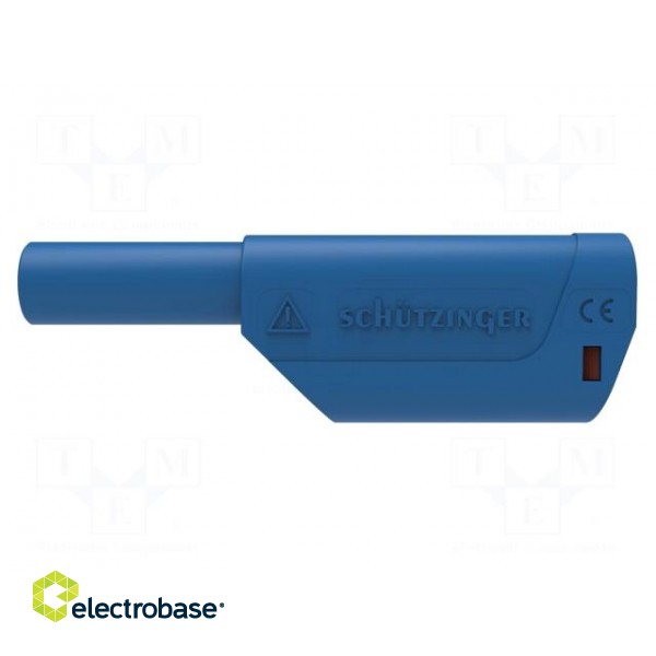 Plug | 4mm banana | 32A | 1kV | blue | insulated | Max.wire diam: 4mm