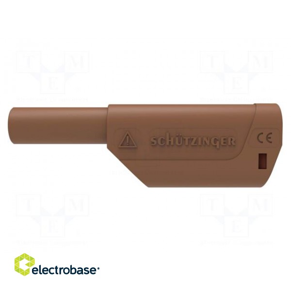 Plug | 4mm banana | 32A | 1kV | brown | insulated | Max.wire diam: 4mm