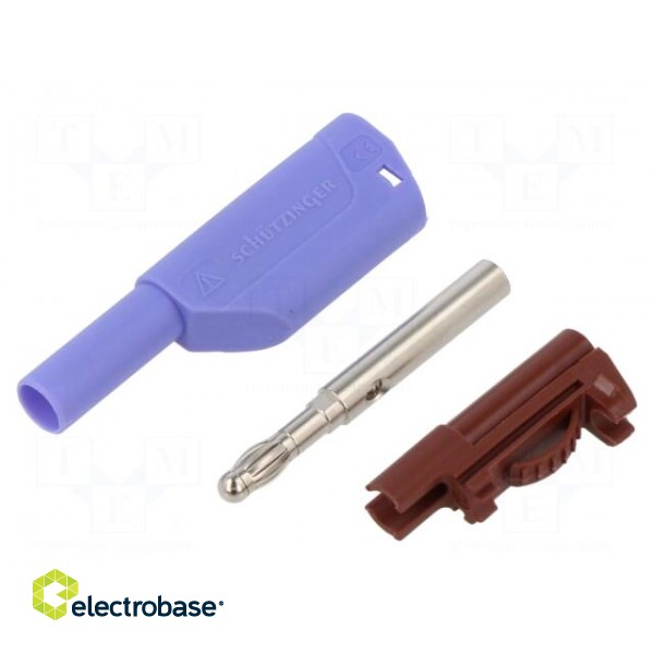 Plug | 4mm banana | 32A | 1kV | violet | insulated | Max.wire diam: 4mm