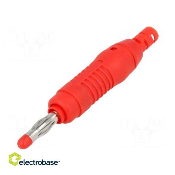 Plug | 4mm banana | 32A | 30VAC | 60VDC | red | 68.3mm | Mounting: on cable фото 1