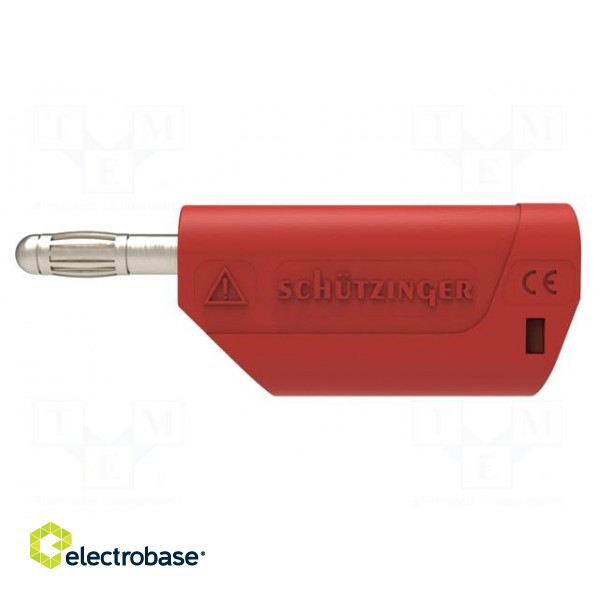 Plug | 4mm banana | 32A | 30VAC | 60VDC | red | Max.wire diam: 4mm | 2.5mm2