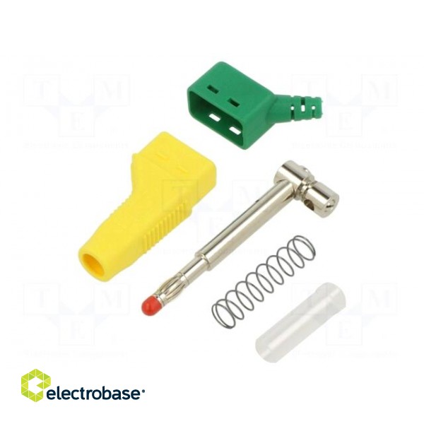 Plug | 4mm banana | 32A | 30VAC | 60VDC | yellow-green | 2.5mm2 | on cable