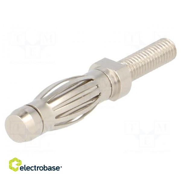 Plug | 4mm banana | 32A | 33VAC | 70VDC | 27.5mm | nickel plated | screw image 1