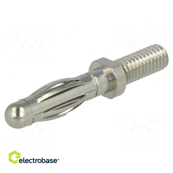 Plug | 4mm banana | 32A | 33VAC | 70VDC | 30mm | nickel plated | Thread: M4 image 1