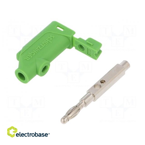 Plug | 4mm banana | 32A | 33VAC | 70VDC | green | Max.wire diam: 4mm | 3mΩ image 1